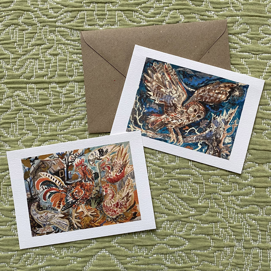 Mark Hearld Notecards - Owl and Hen