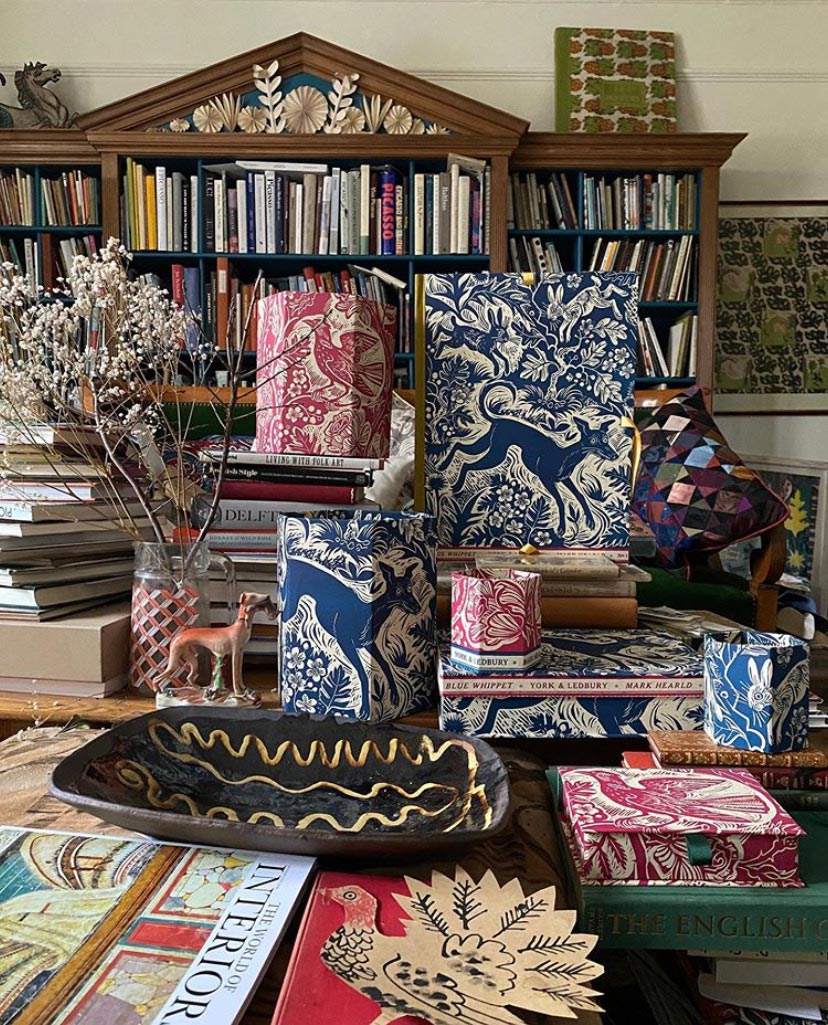 Mark Hearld Blue Whippet Waste Paper Bin - Image 3