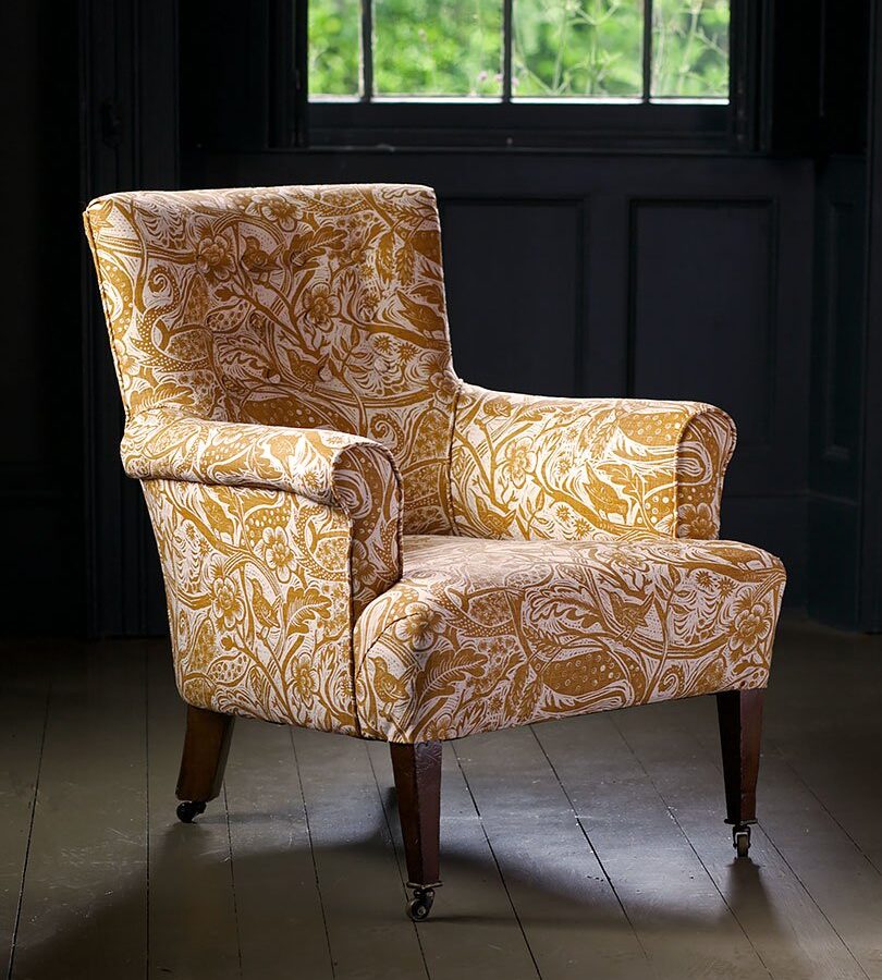 Mark Hearld Wren - Ochre Heavyweight Linen