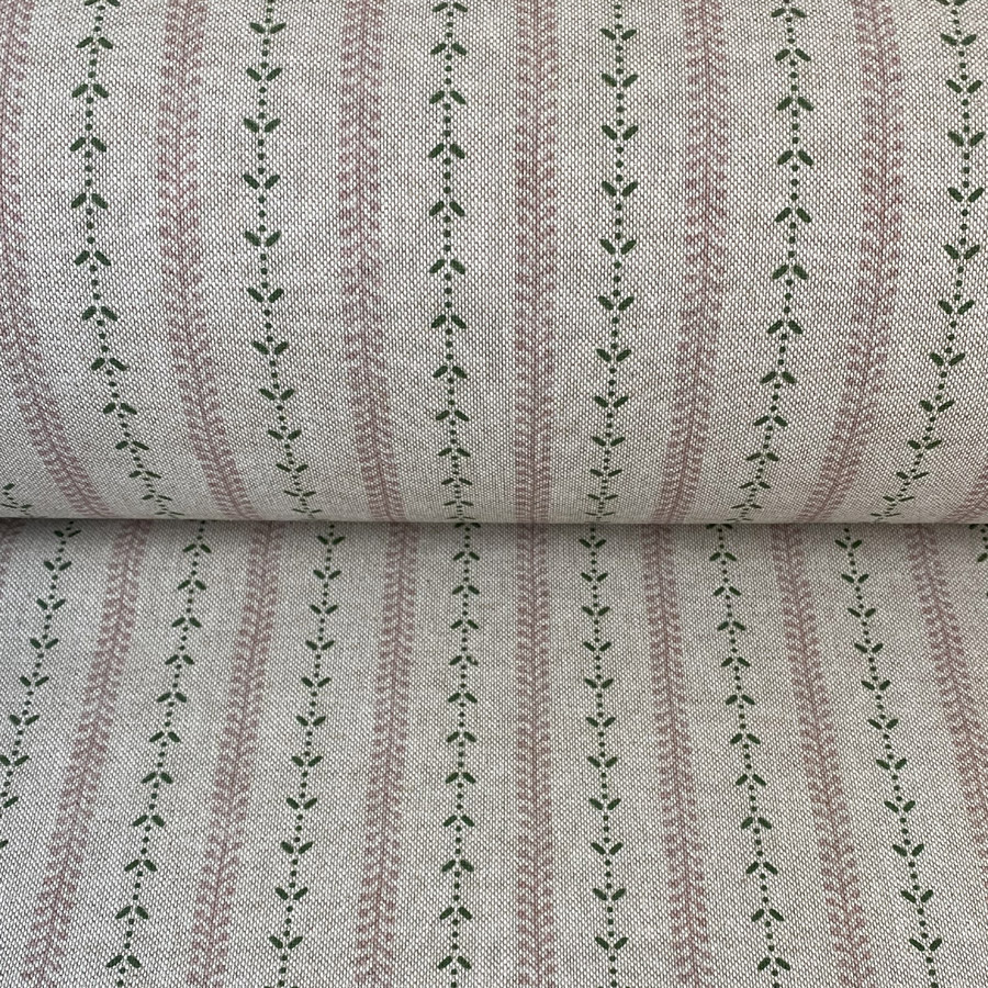 Maya Stripe Natural - Pink and Leaf Green