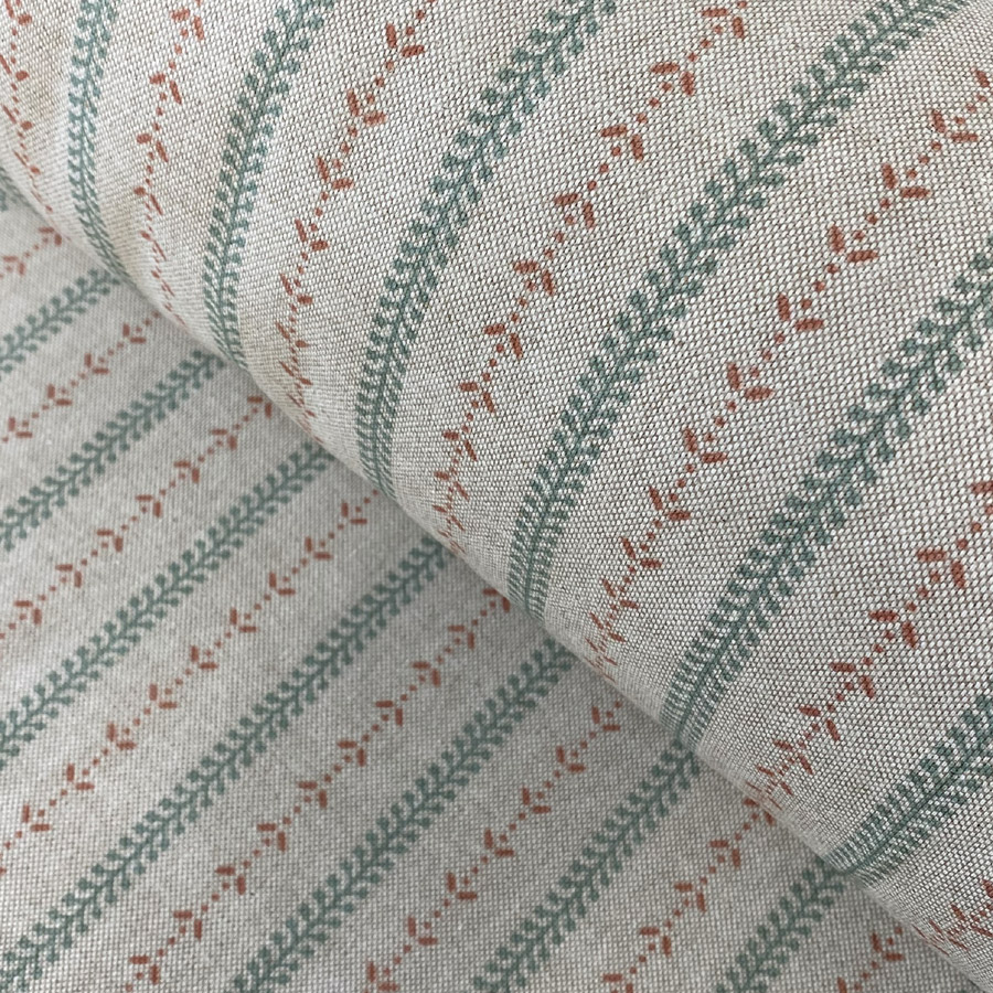 Maya Stripe Natural - Seagreen and Coral