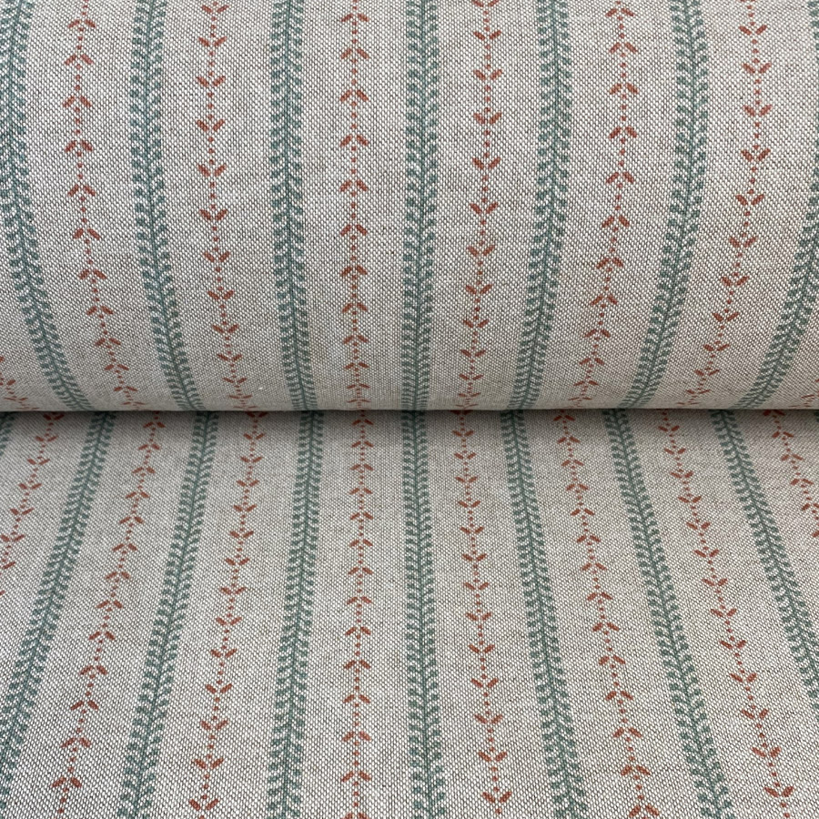 Maya Stripe Natural - Seagreen and Coral
