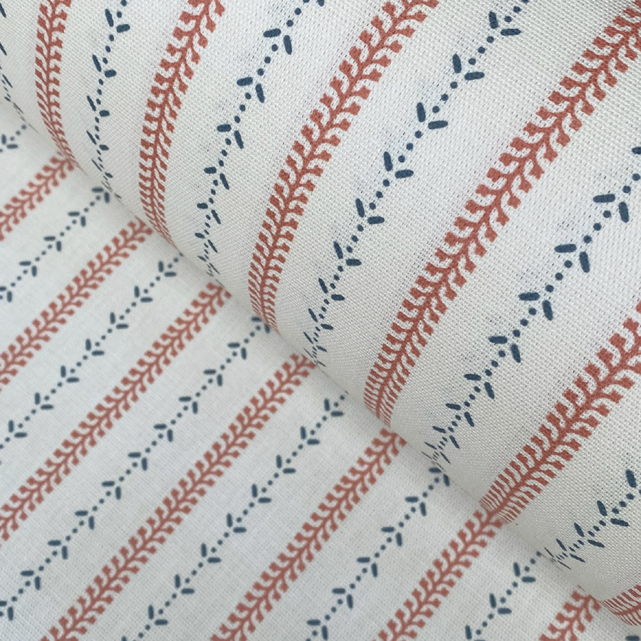 Maya Stripe Ivory - Indigo and Coral
