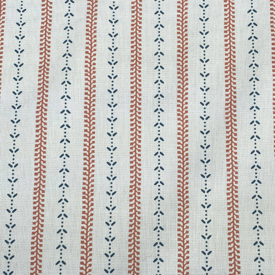 Maya Stripe Ivory - Indigo and Coral