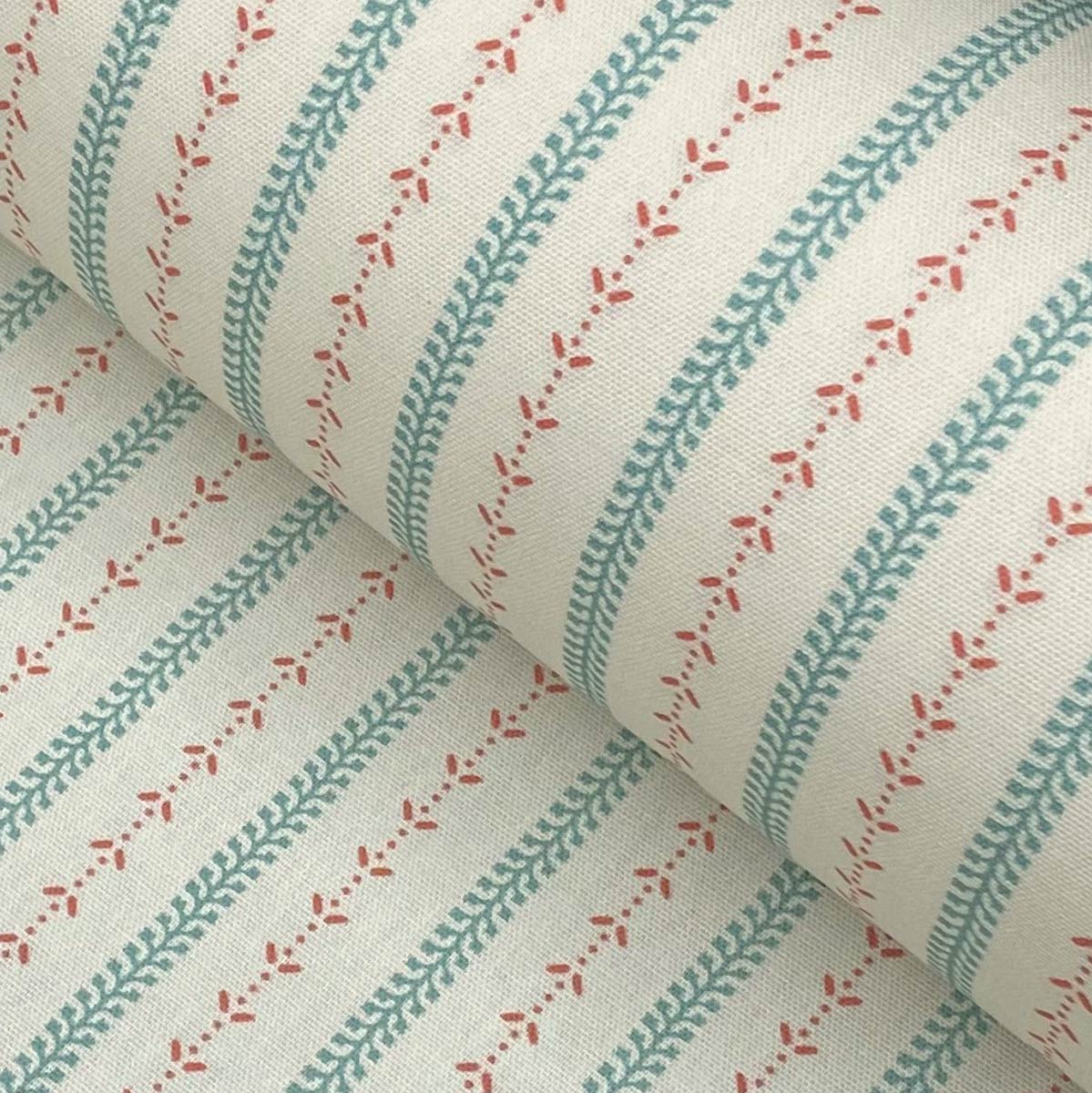 Maya Stripe Ivory - Seagreen and Coral - Image 1
