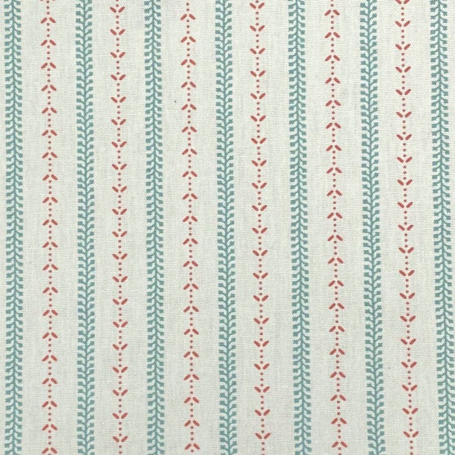 Maya Stripe Ivory - Seagreen and Coral