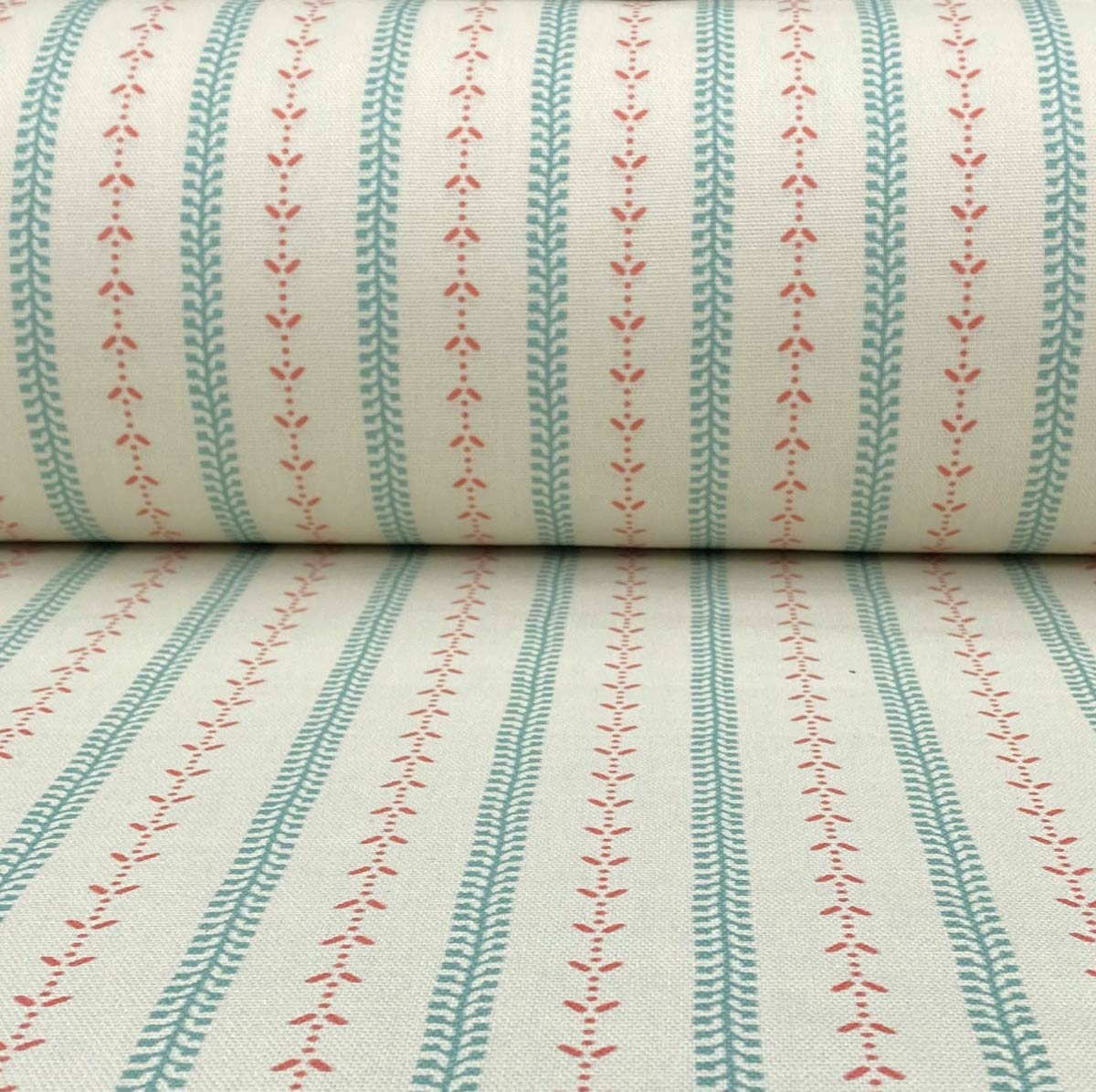 Maya Stripe Ivory - Seagreen and Coral - Image 3