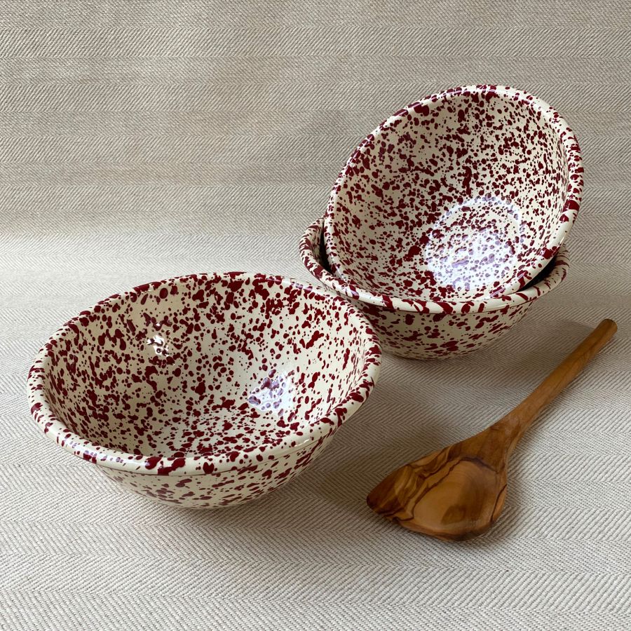 Enamelware Small Mixing Bowl - Burgundy