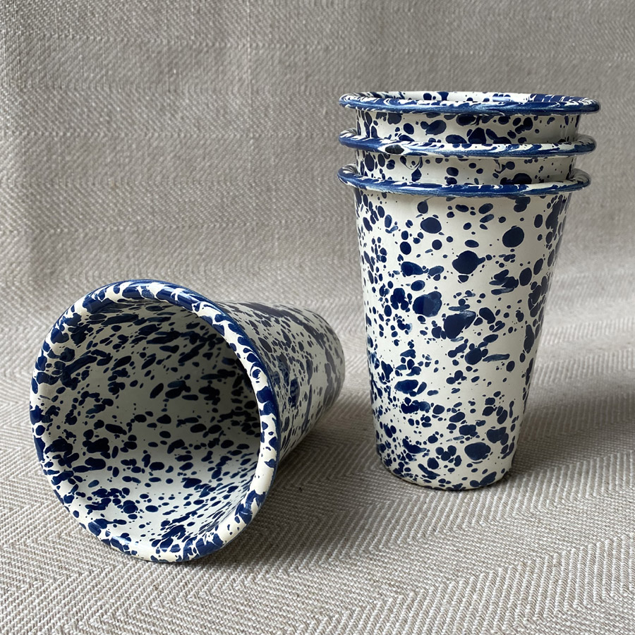 Enamelware Tumbler - Navy and Cream