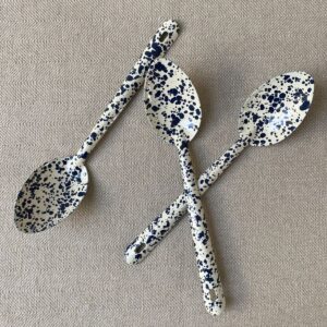 Trio of Navy splatterware enamel spoons