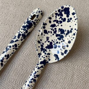 Enamelware Large Serving Spoon - Navy and Cream - Image 2