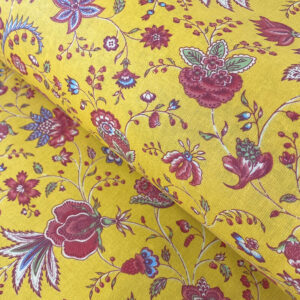 Oilcloth Dianthus - Yellow and Peony - Image 1