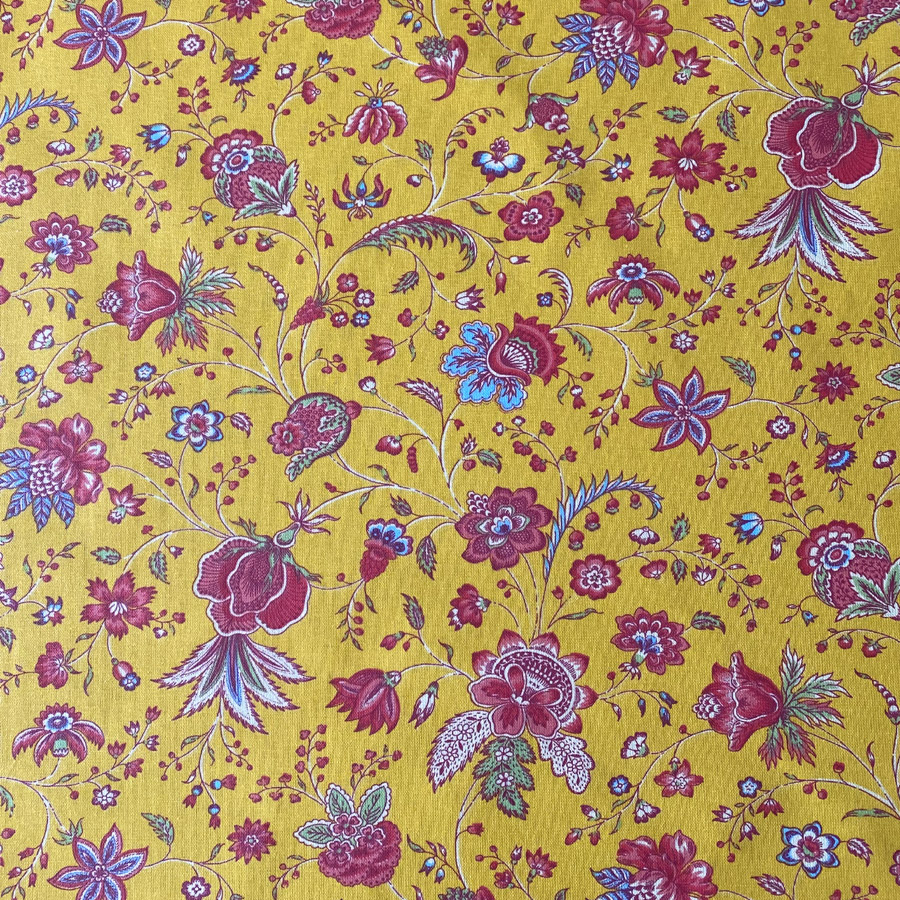 Oilcloth Dianthus - Yellow and Peony