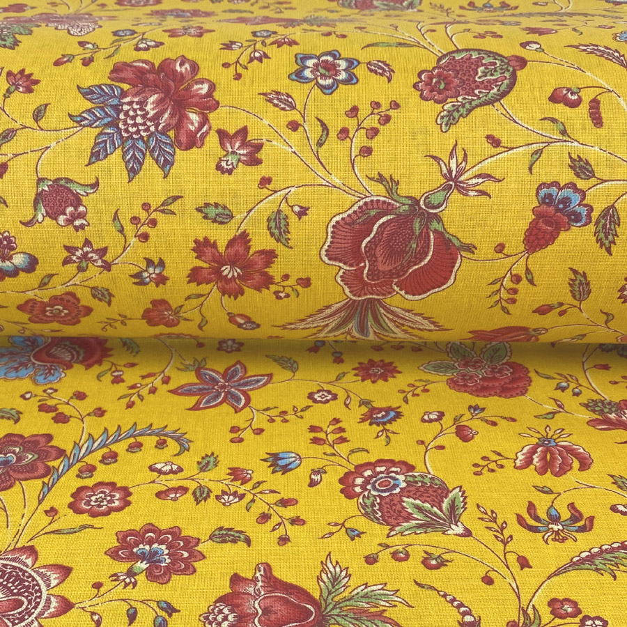 Oilcloth Dianthus - Yellow and Peony