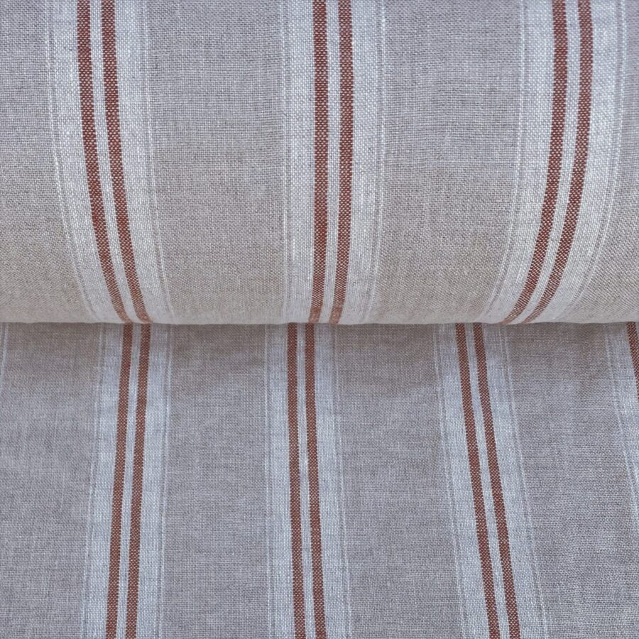 Washed Linen Oland Stripe - Brick