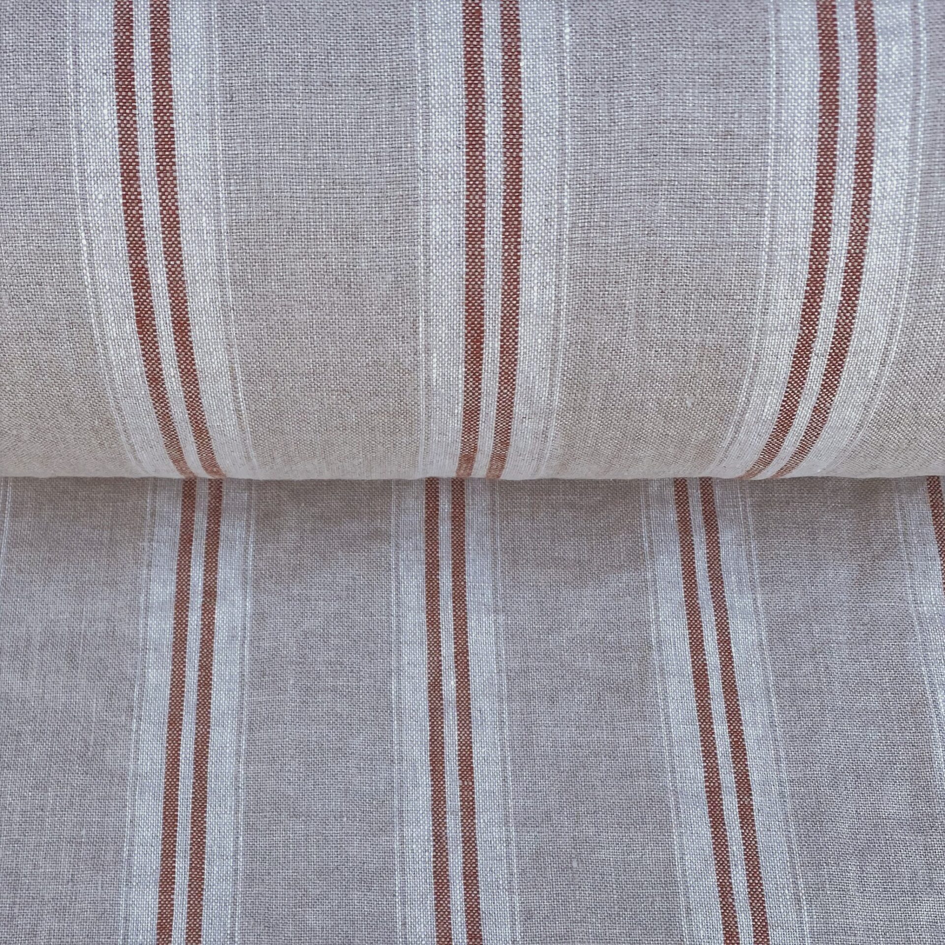 Washed Linen Oland Stripe - Brick - Image 3