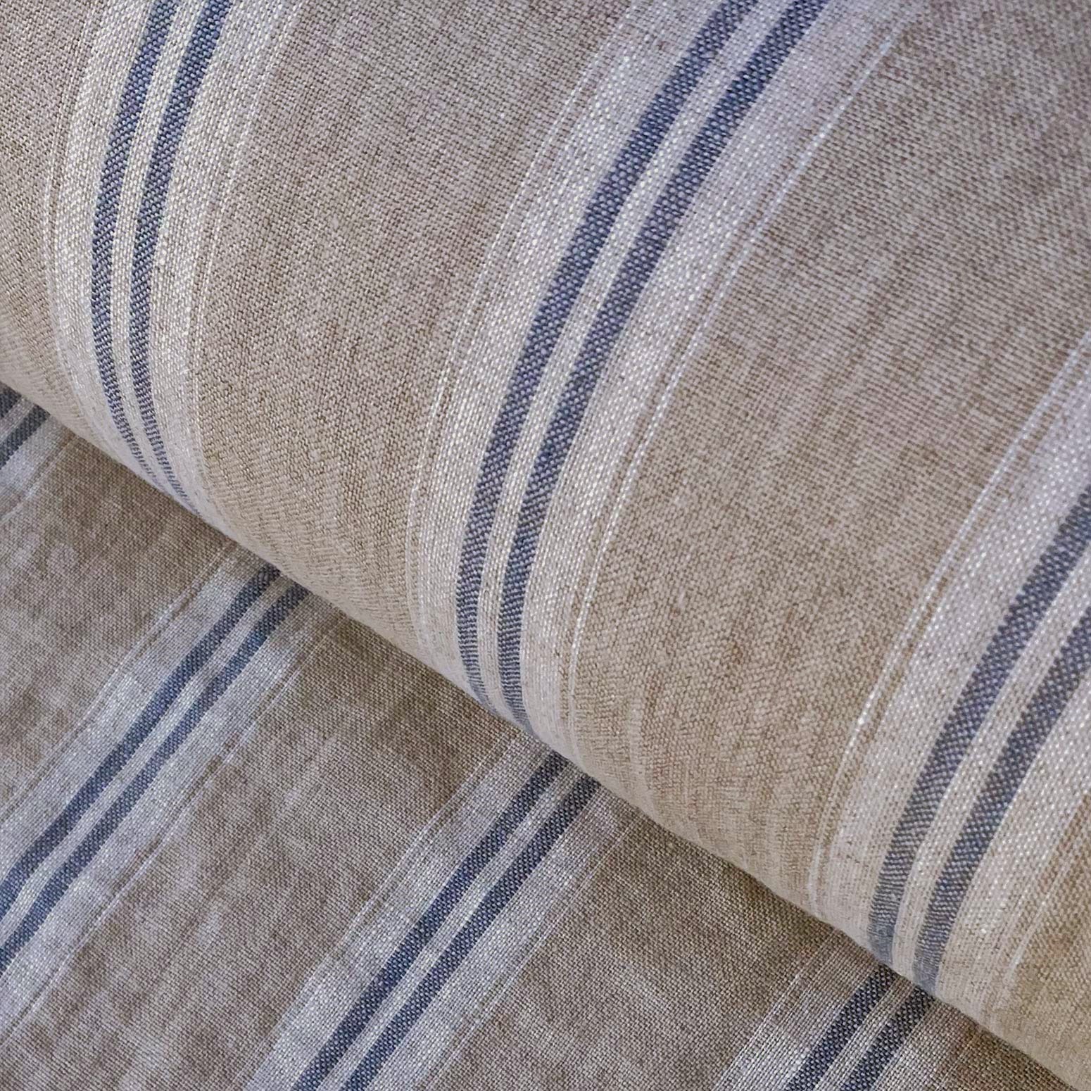 Washed Linen Oland Stripe - Denim Blue - Image 1