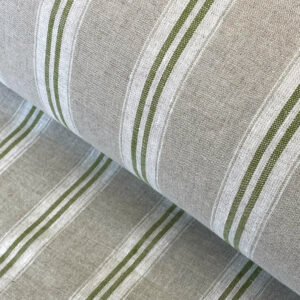 Washed Linen Oland Stripe - Grass Green