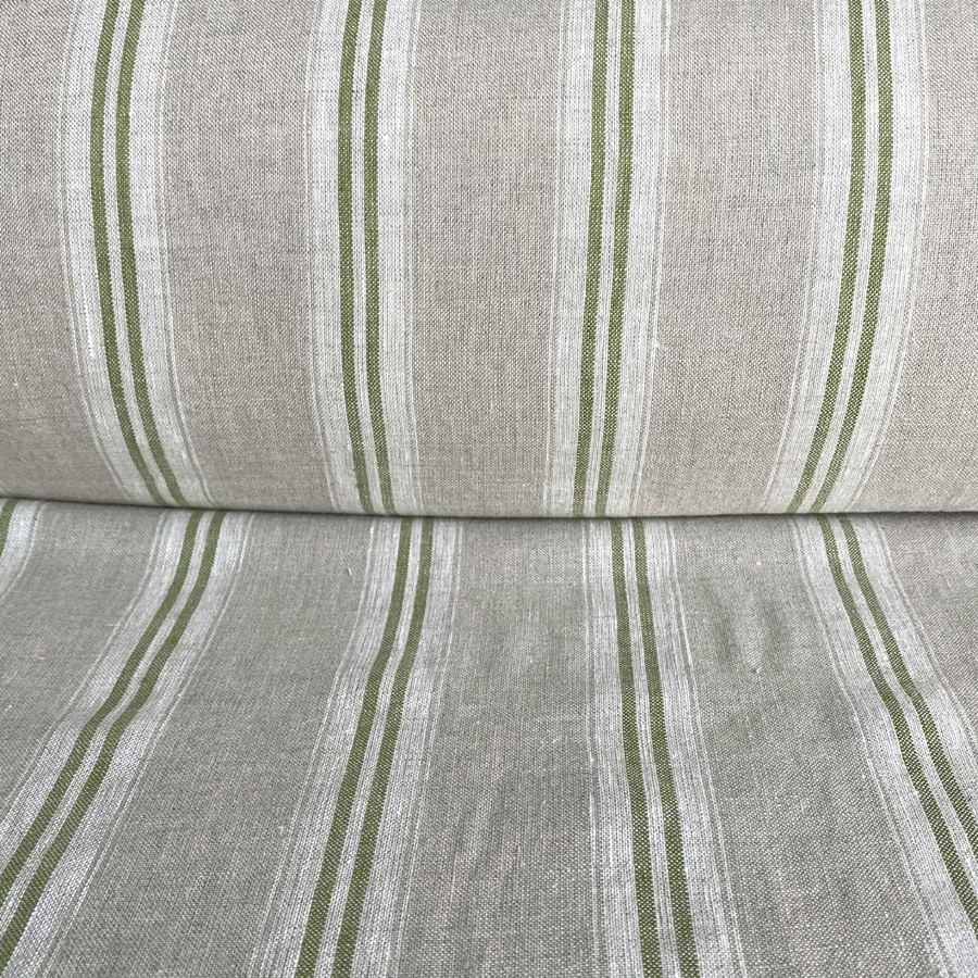 Washed Linen Oland Stripe - Grass Green