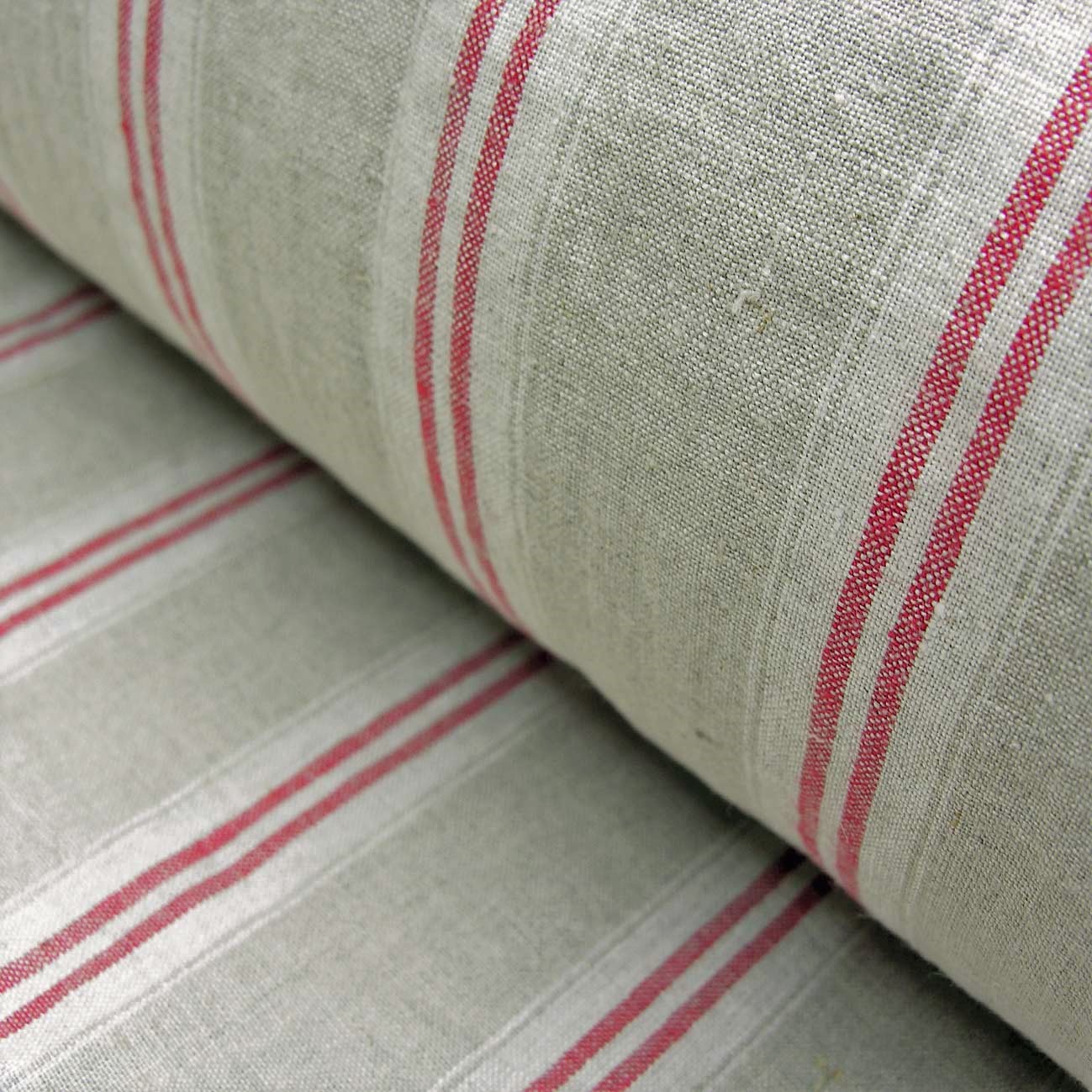 Washed Linen Oland Stripe - Red - Image 1