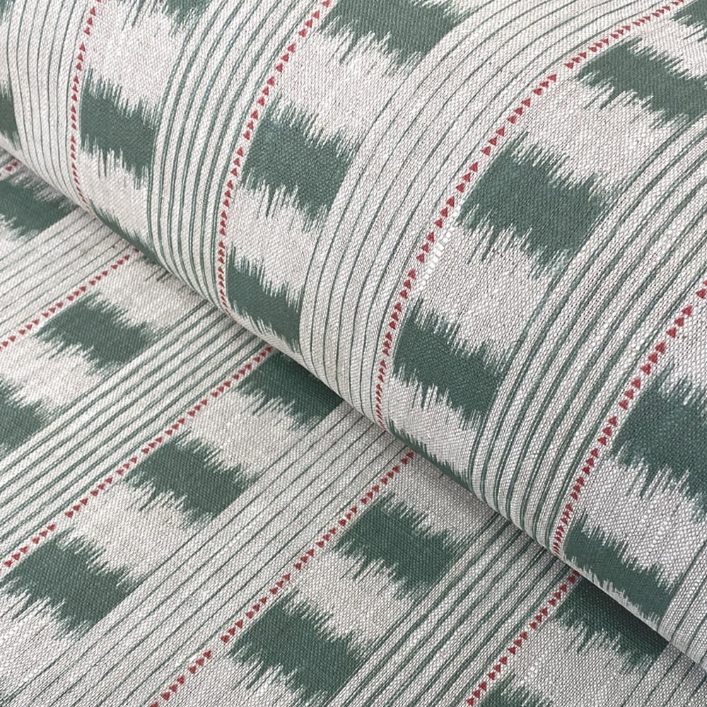 Soft Green ikat stripe linen