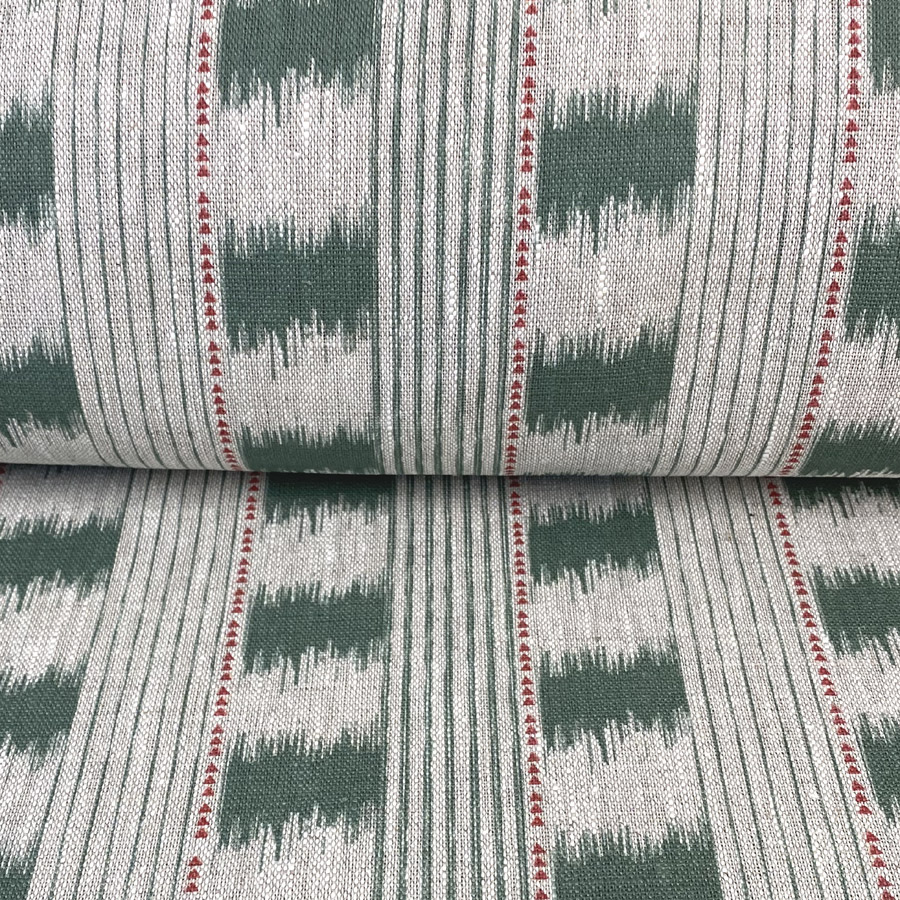Otto Linen Stripe - Forest Green