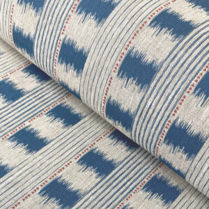 blue ikat striped fabric