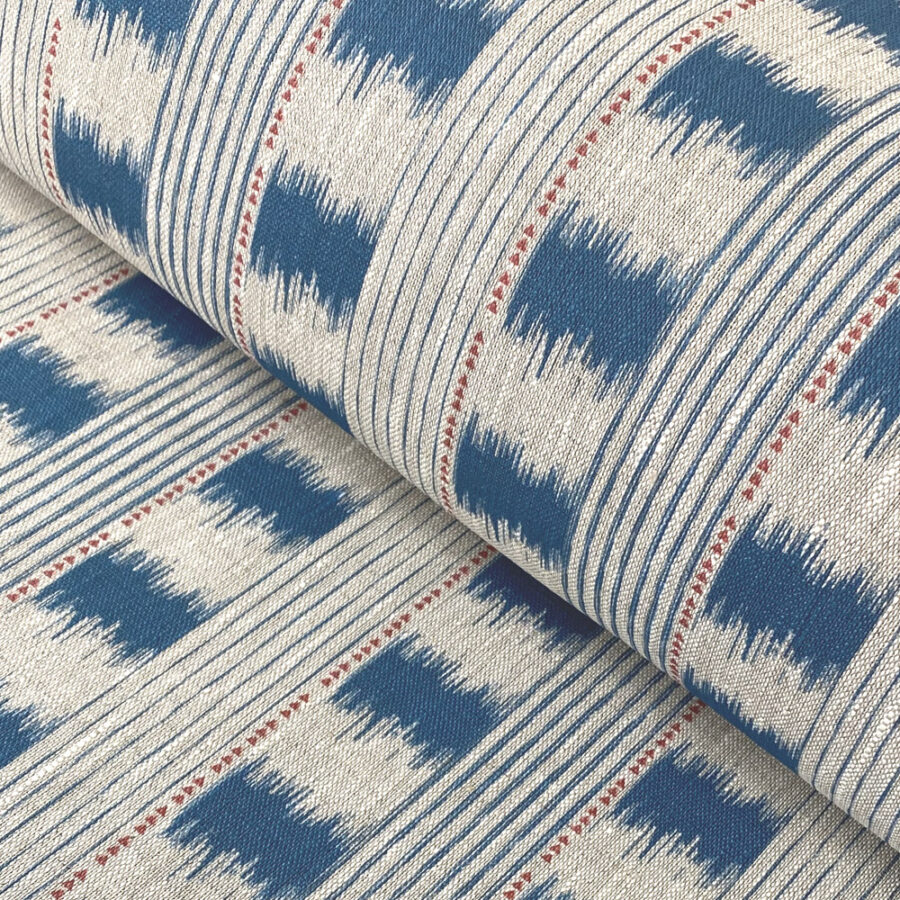 blue ikat striped fabric