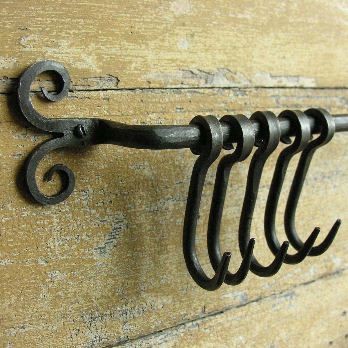hand forged pan rack with hooks