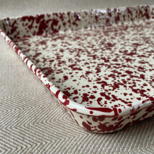 Enamelware Rectangle Tray - Burgundy and Cream - Image 2