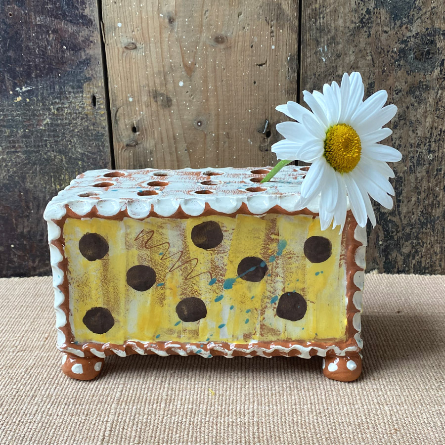 Sarah Monk Ceramic Slipware Flower Brick duo
