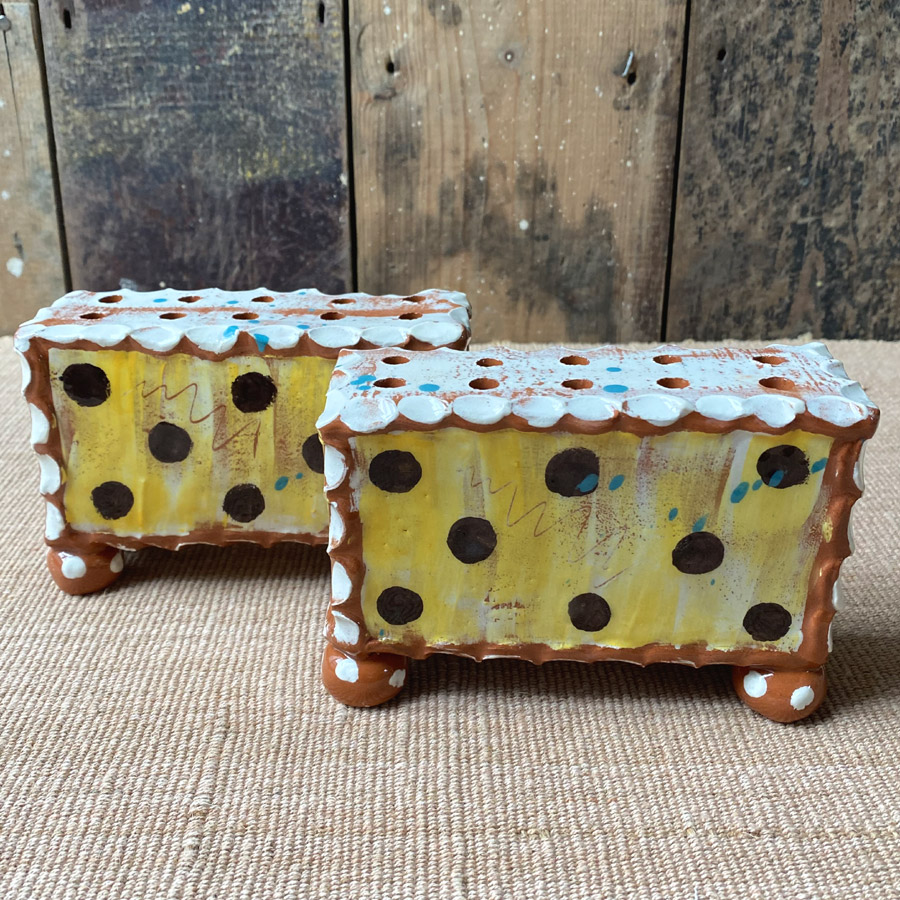 Sarah Monk Ceramic Flower Brick - Yellow Spotty