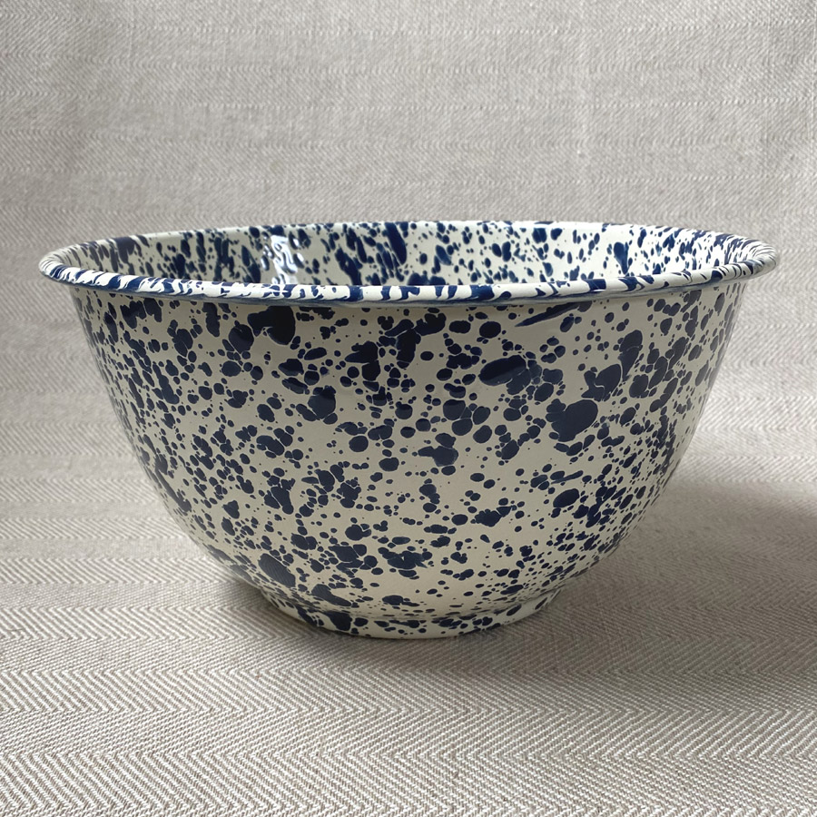 Enamelware Large Salad Bowl - Navy and Cream