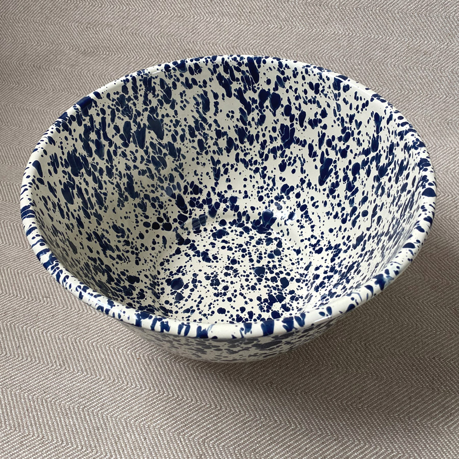 Enamelware Large Salad Bowl - Navy and Cream