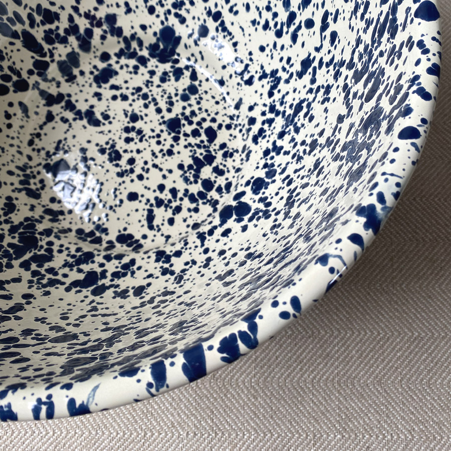 Enamelware Large Salad Bowl - Navy and Cream