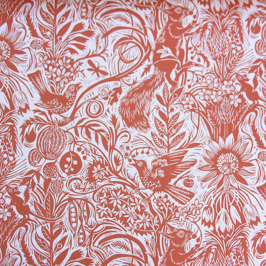 Mark Hearld Squirrel and Sunflower - Brick Red