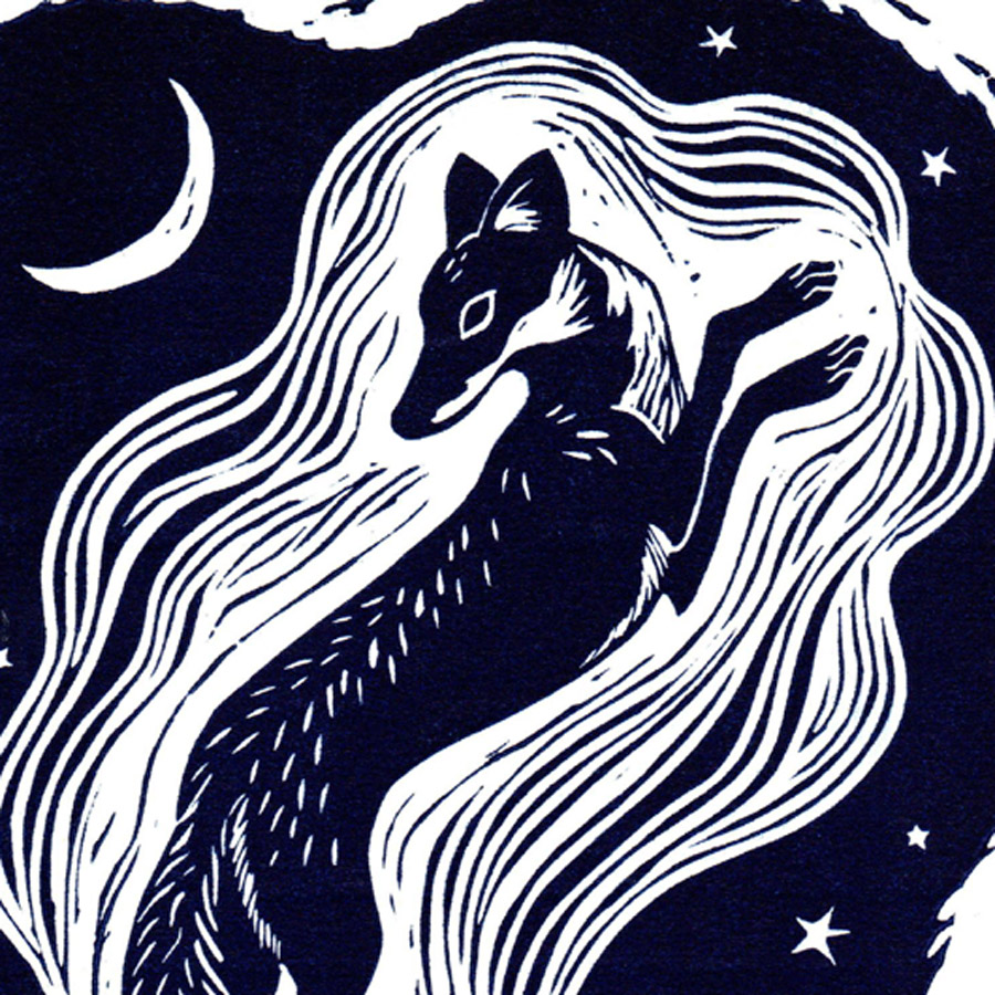 Lines and Lyrics Fox Print by Tamsin Abbott