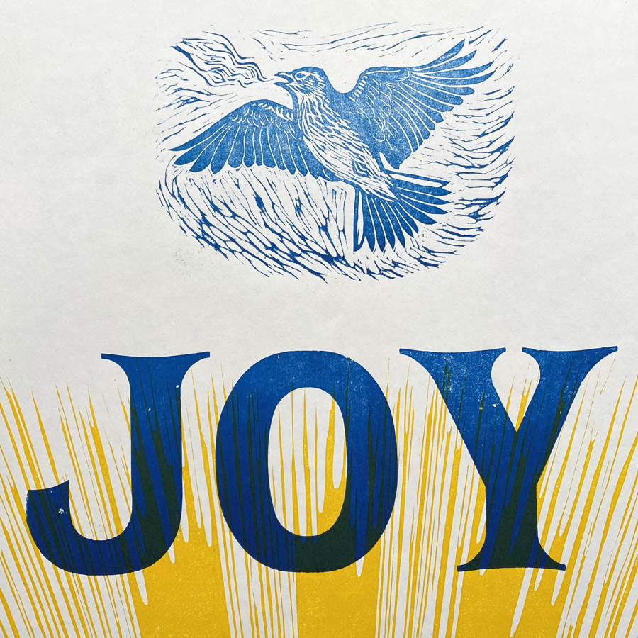 Joy Letterpress Poster by Tamsin Abbott