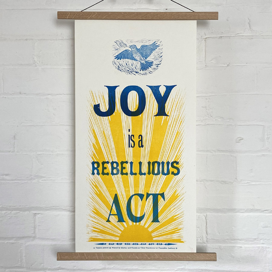 Joy Letterpress Poster by Tamsin Abbott