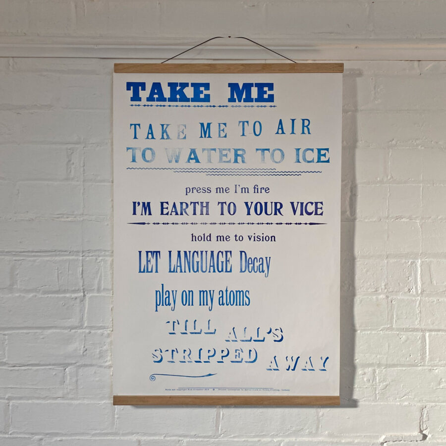Take Me, Letterpress Poster
