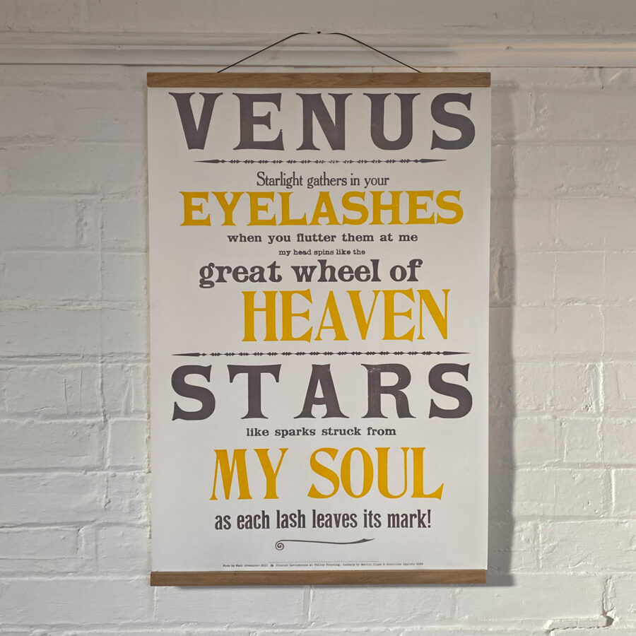 Venus, Letterpress Poster