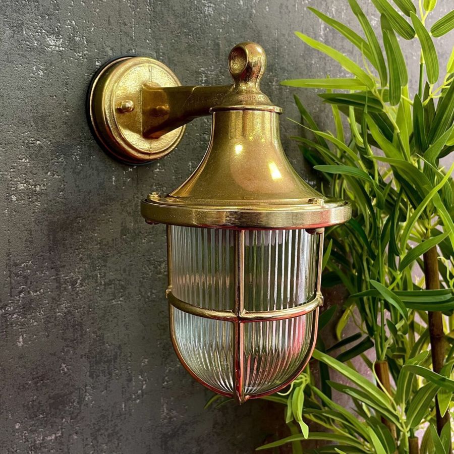Brass Wall Lantern - Antique Finish