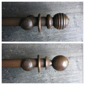 35mm Wooden Curtain Pole Set - Walnut - Image 1