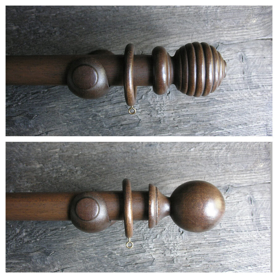 35mm Wooden Curtain Pole Set - Walnut