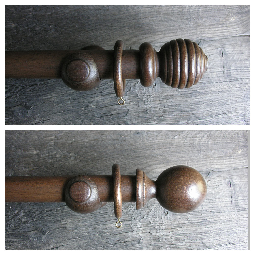 35mm Wooden Curtain Pole Set - Walnut - Image 1