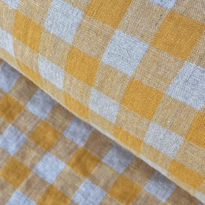 Washed Linen Check Saffron - Image 1