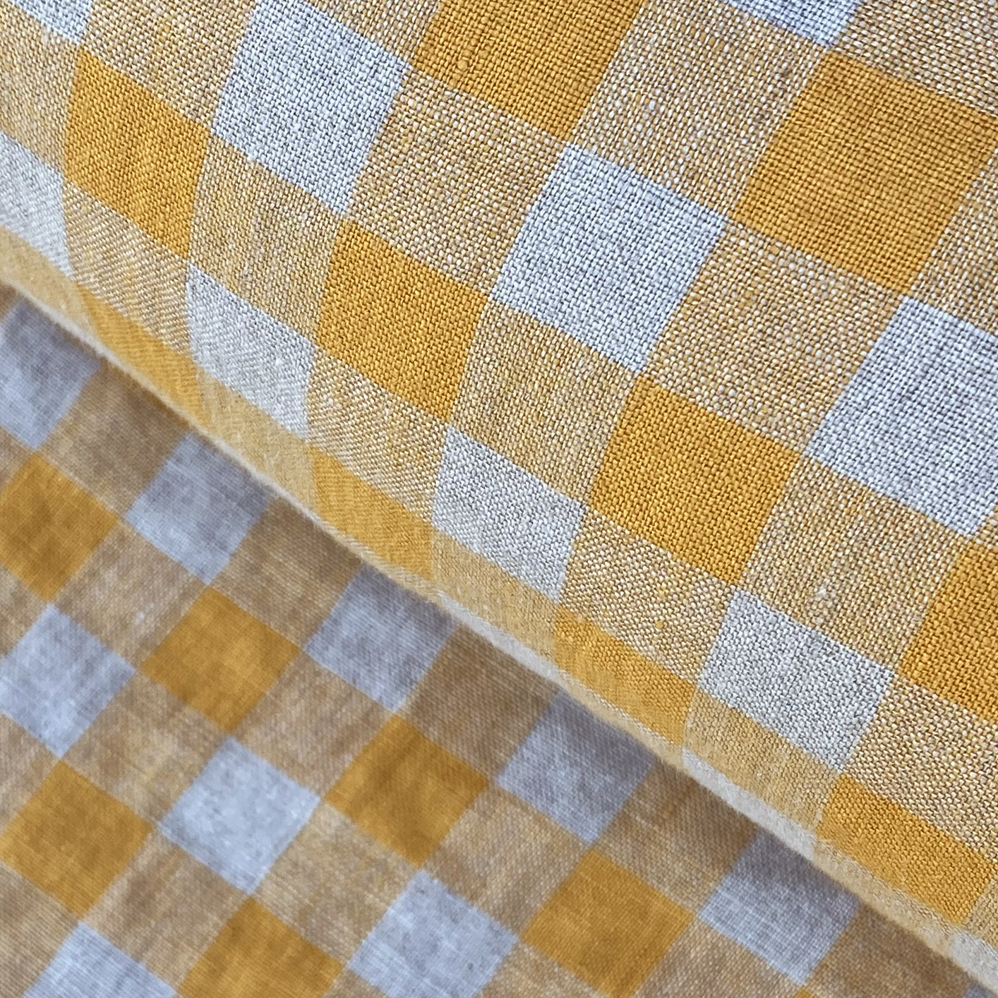 Washed Linen Check Saffron - Image 1