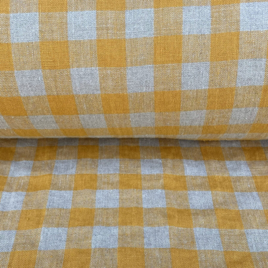 Washed Linen Check Saffron