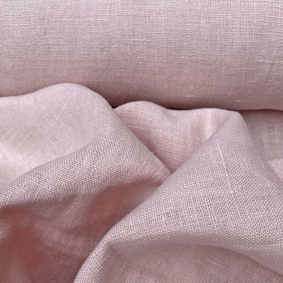 Linen fabric with a super soft drape, in a pretty pink.