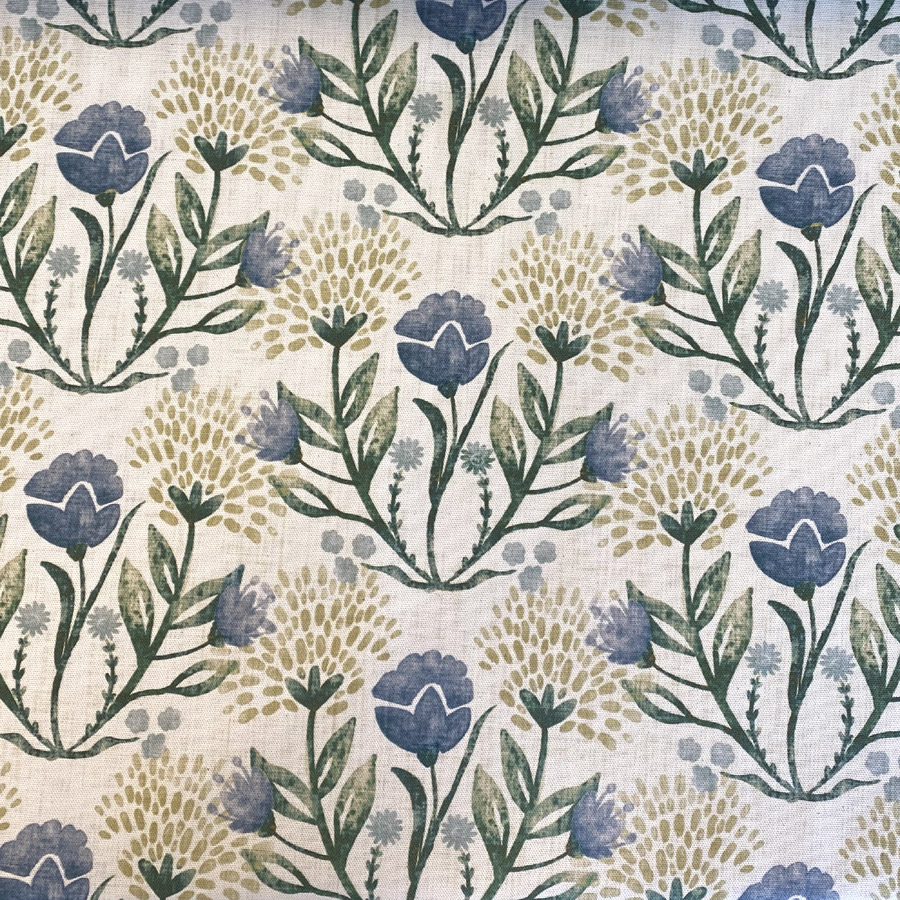 Wild Clover on Ivory - Indigo and Gold